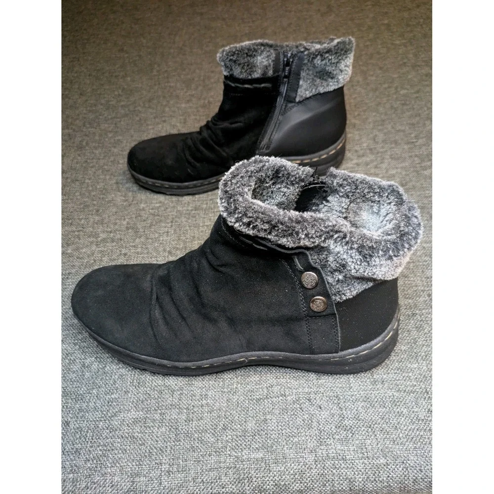 Baretraps Acelyn Faux Fur Cold Weather Ankle Boots Size 11M black Zip Up Shoes